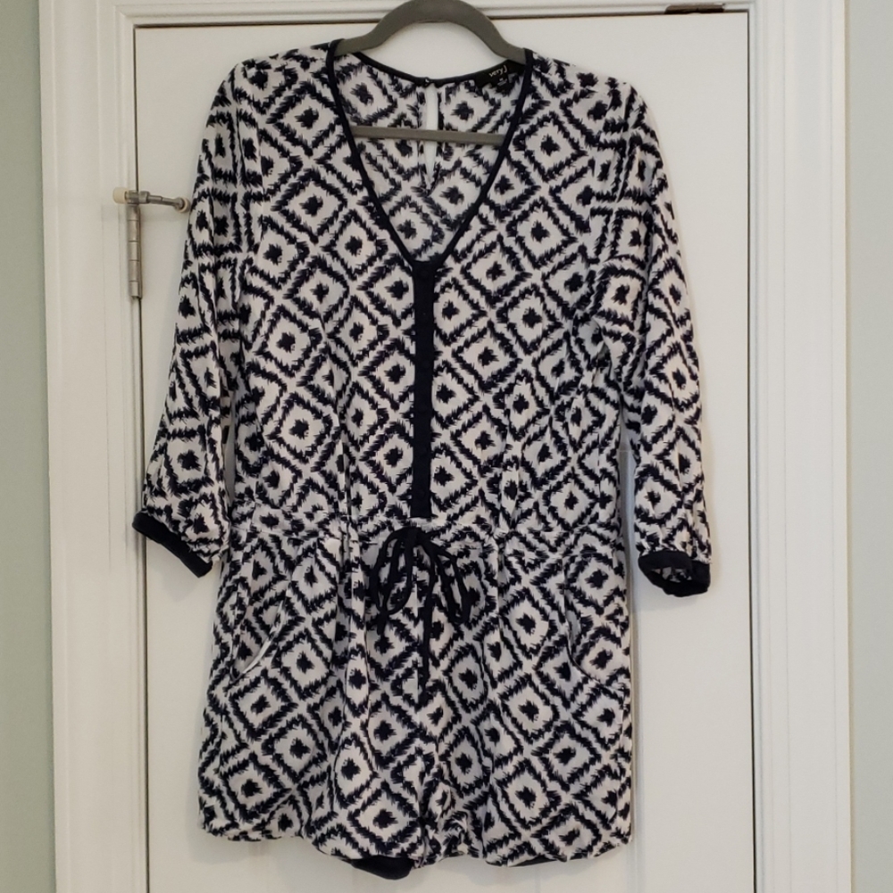 Navy and white romper